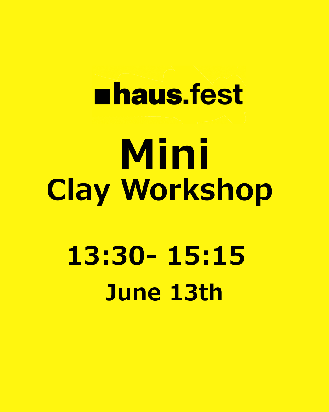 Hafnarfest mini clay workshop June 13th 13:30-15:15